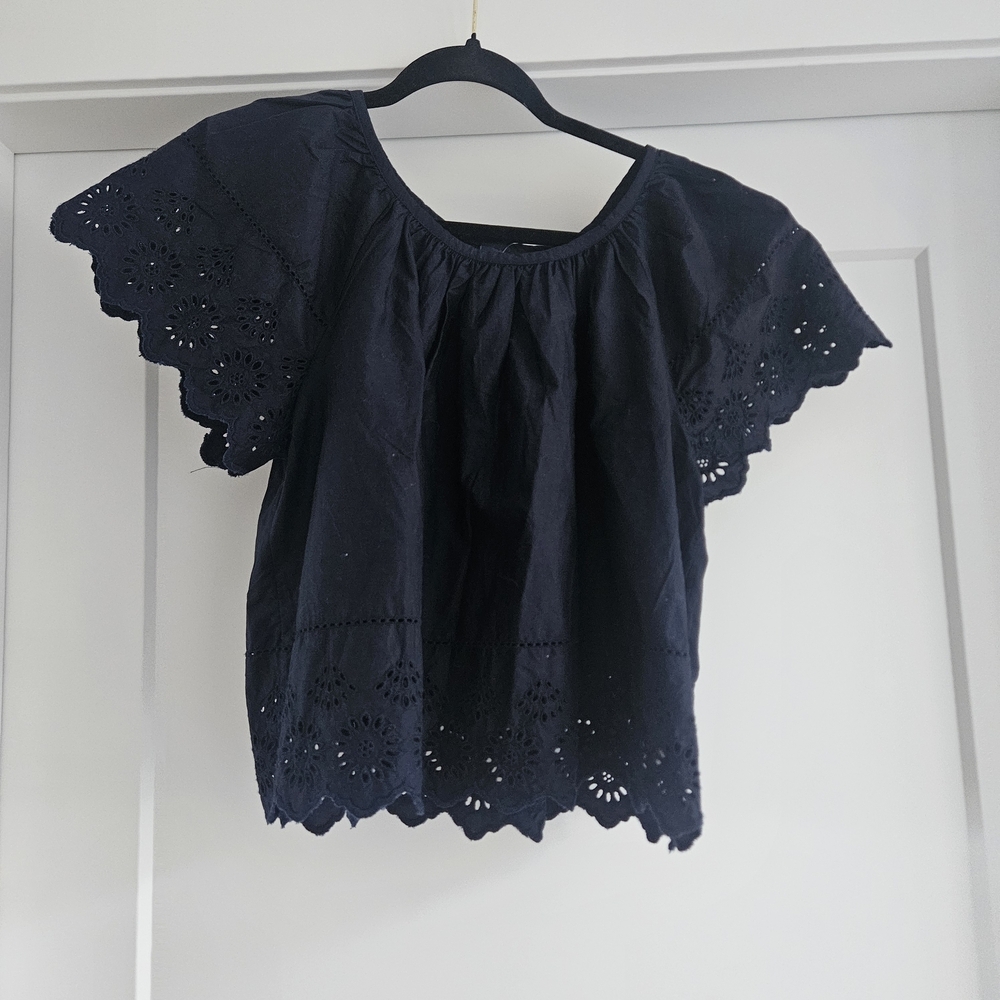 GAP Navy Eyelet Women's Blouse - MEDIUM